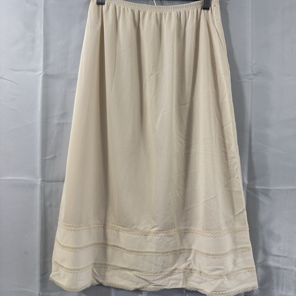 Lorraine Half Slip Skirt Cream‎ Lace Trim Nylon Vintage S Tall Sexy Lingerie